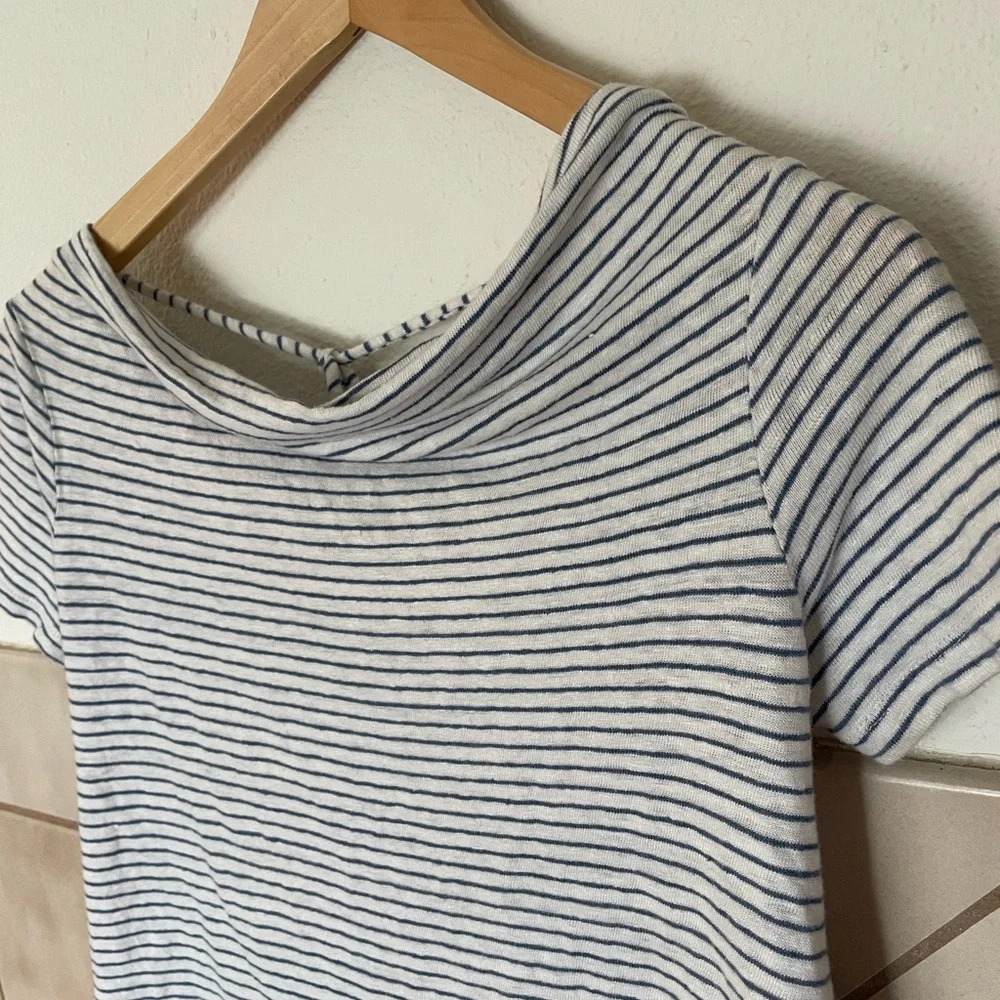 Anthropologie Maeve white and blue striped linen shirt size small - Picture 2 of 6